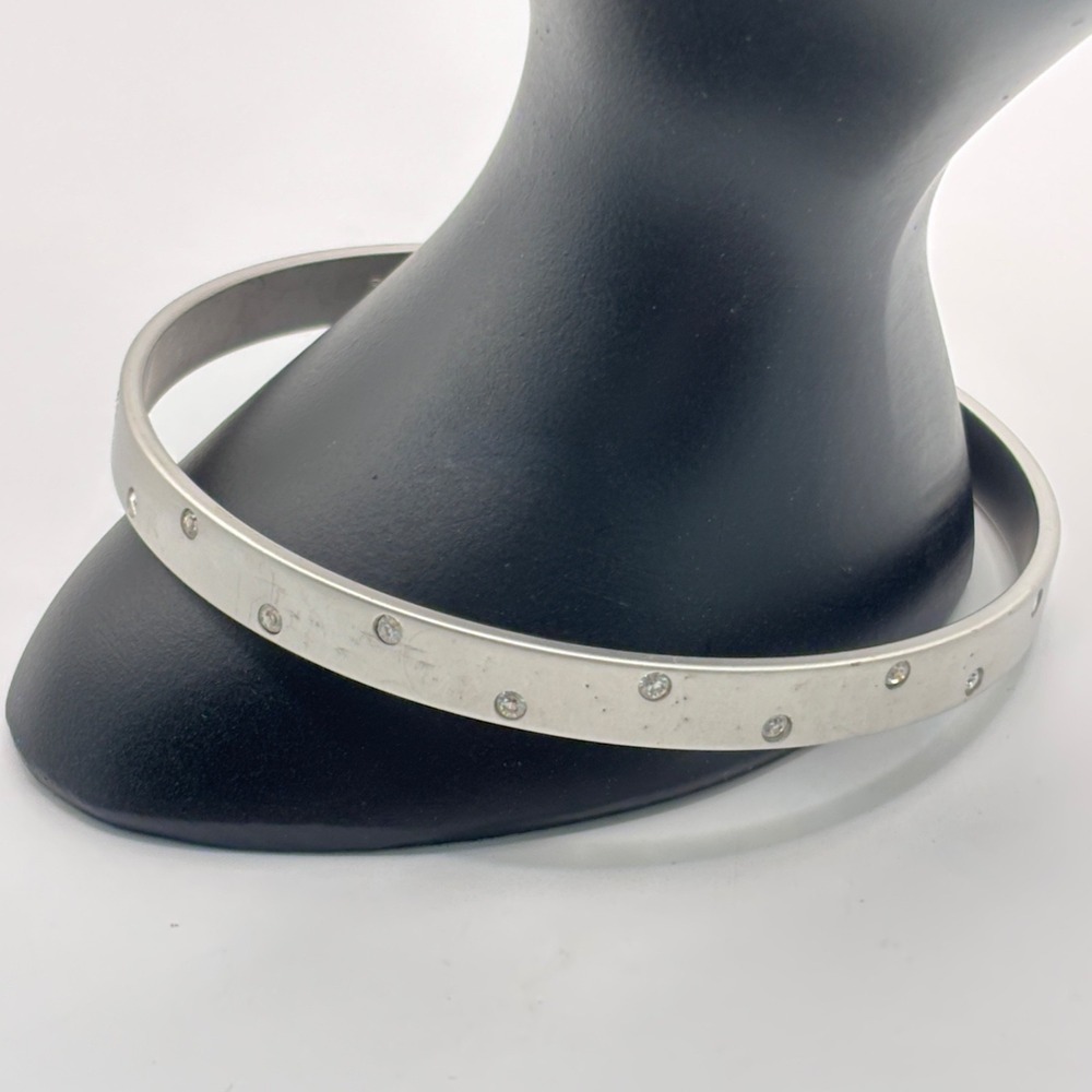 Vintage Swarovski Silver Tone Matte Bangle Bracelet